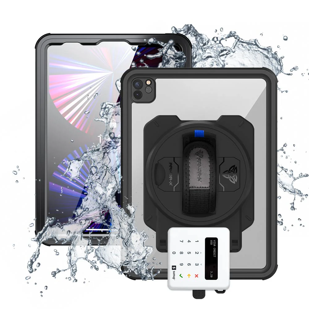 EX2-MAN-A15S | iPad Pro 11 ( 3rd / 4th Gen ) 2021 / 2022 | IP68 Waterproof, Shock & Dust Proof Case With Sumup Card Reader Holder