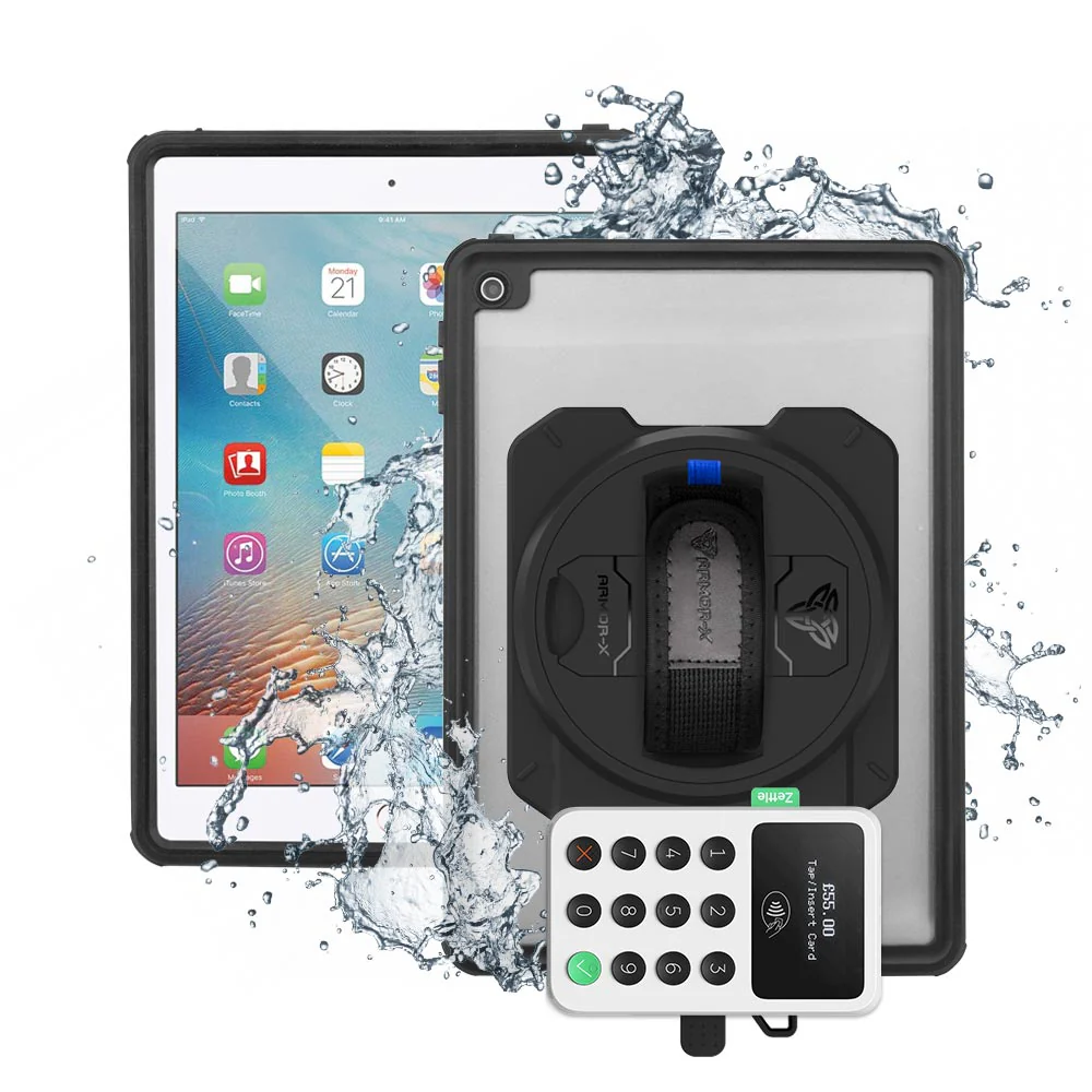 EX2-MAN-A6S | iPad Pro 9.7 2016 | IP68 Waterproof, Shock & Dust Proof Case With PayPal Zettle Card Reader 2 Holder