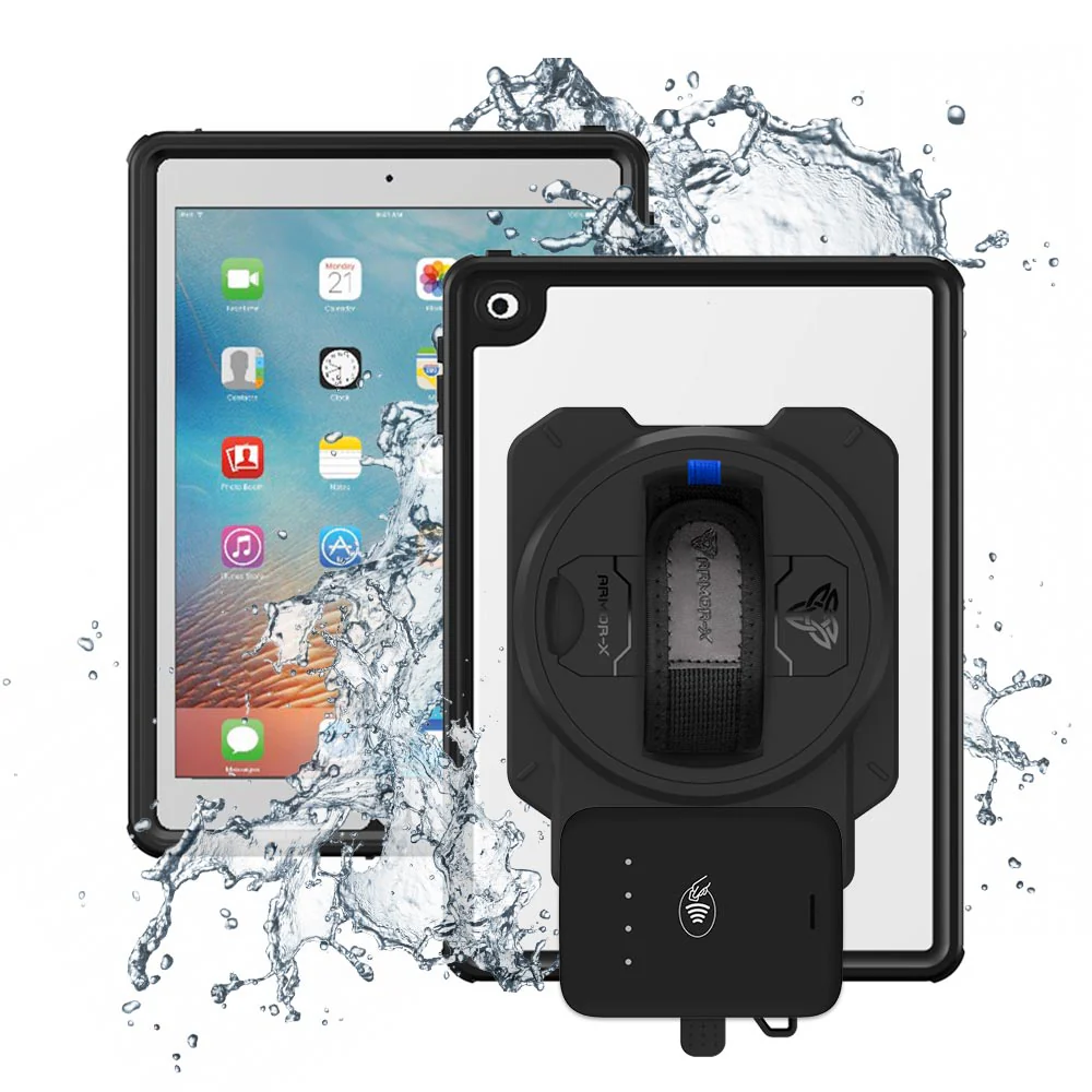 EX2-MAN-A7S | iPad 9.7 ( 5th / 6th Gen. ) 2017 / 2018 | IP68 Waterproof, Shock & Dust Proof Case With Adyen NYC1 Card Reader Holder