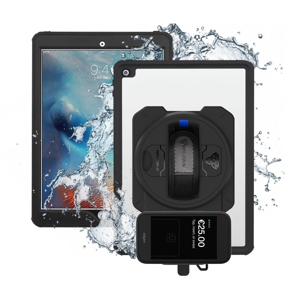 EX2-MAN-A8S | iPad Air (3rd Gen.) 2019 | IP68 Waterproof, Shock & Dust Proof Case With Adyen AMS1 Card Reader Holder