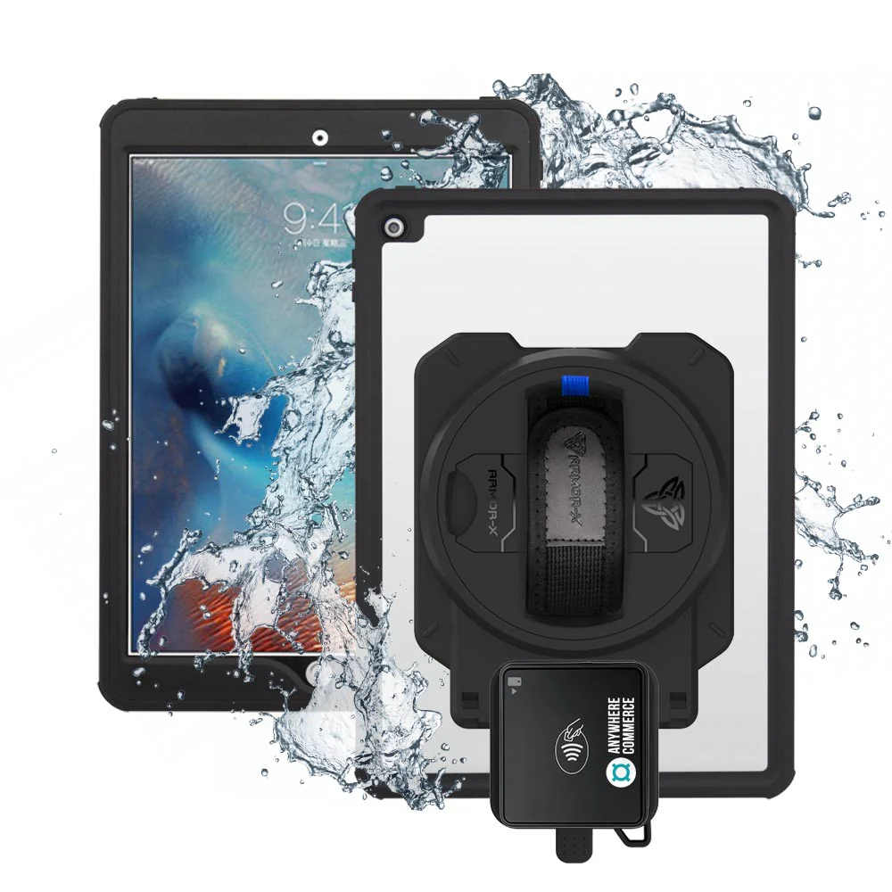 EX2-MAN-A8S | iPad Air (3rd Gen.) 2019 | IP68 Waterproof, Shock & Dust Proof Case With AnywhereCommerce Walker C3X Credit Card Reader Holder