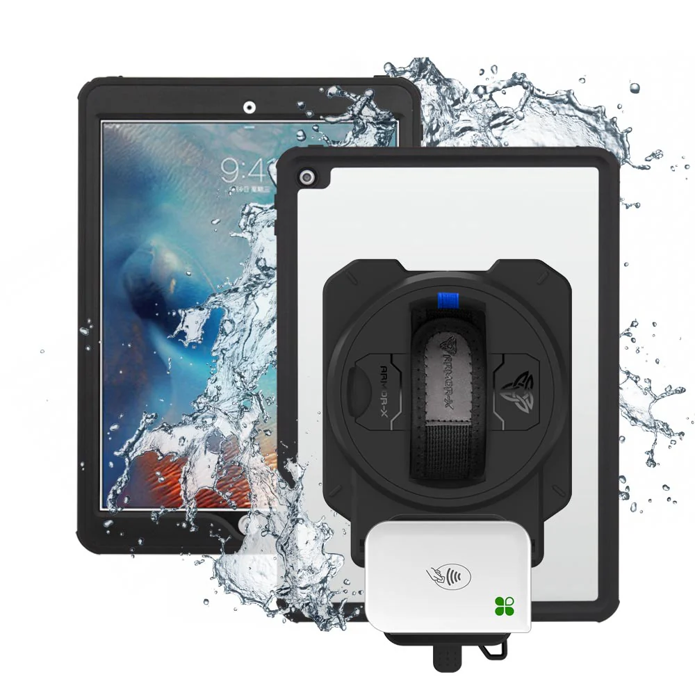 EX2-MAN-A8S | iPad Air (3rd Gen.) 2019 | IP68 Waterproof, Shock & Dust Proof Case With Clover Go Card Reader Holder