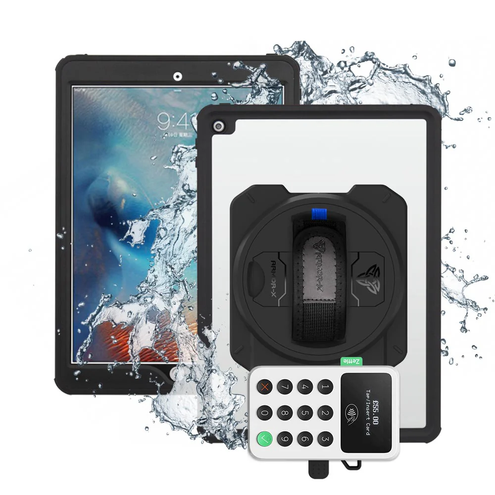 EX2-MAN-A8S | iPad Air (3rd Gen.) 2019 | IP68 Waterproof, Shock & Dust Proof Case With PayPal Zettle Card Reader 2 Holder