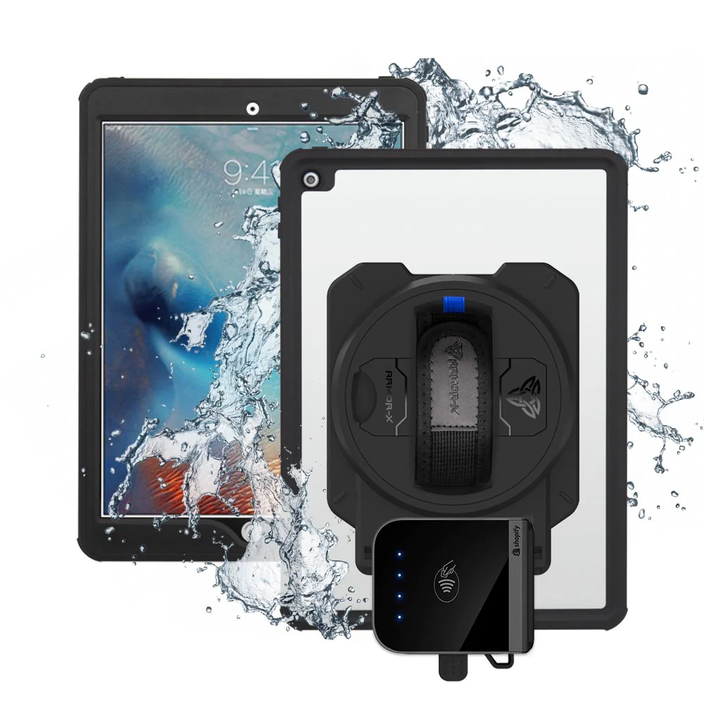 EX2-MAN-A8S | iPad Air (3rd Gen.) 2019 | IP68 Waterproof, Shock & Dust Proof Case With Shopify Tap & Chip Card Reader Holder