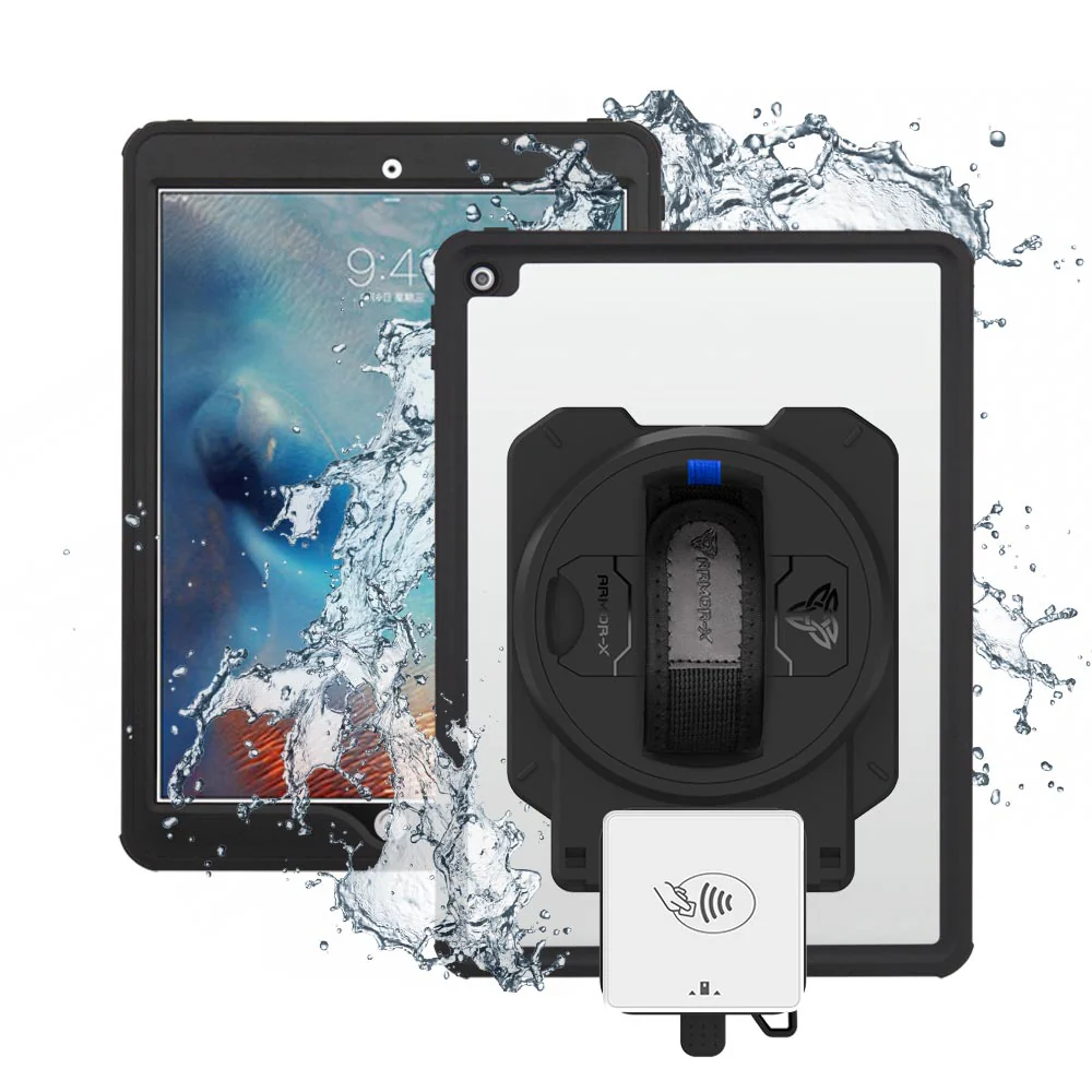EX2-MAN-A8S | iPad Pro 10.5 2017 | IP68 Waterproof, Shock & Dust Proof Case With Payanywhere 3-in-1 Credit Card Reader Holder