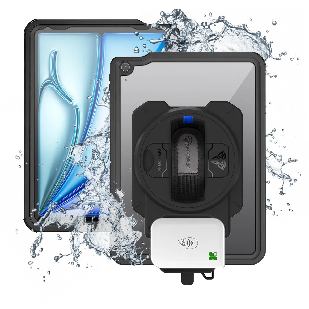 EX2-MAN-iPad-A5 | iPad Air 11 (M2) / (M3) | IP68 Waterproof, Shock & Dust Proof Case With Clover Go Card Reader Holder
