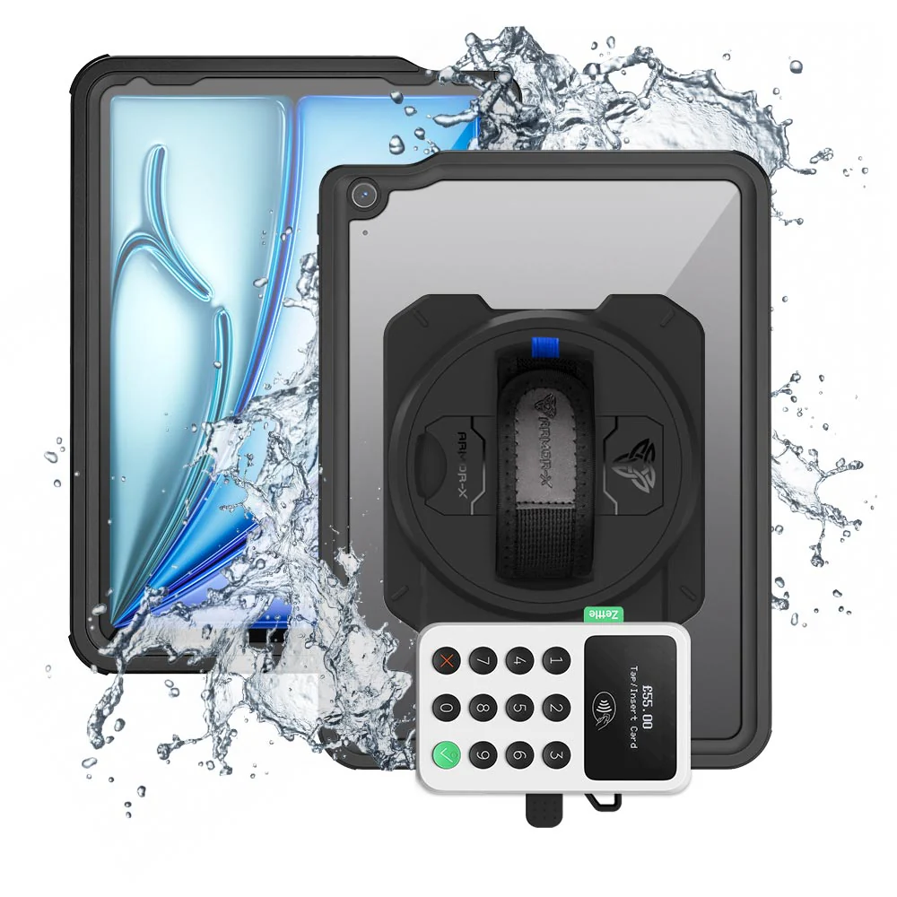 EX2-MAN-iPad-A5 | iPad Air 11 (M2) / (M3) | IP68 Waterproof, Shock & Dust Proof Case With PayPal Zettle Card Reader 2 Holder