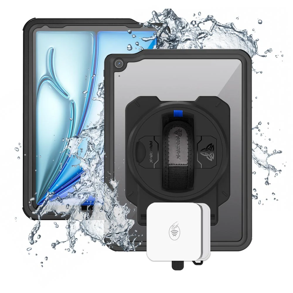 EX2-MAN-iPad-A5 | iPad Air 11 (M2) / (M3) | IP68 Waterproof, Shock & Dust Proof Case With Stripe Reader M2 Card Reader Holder