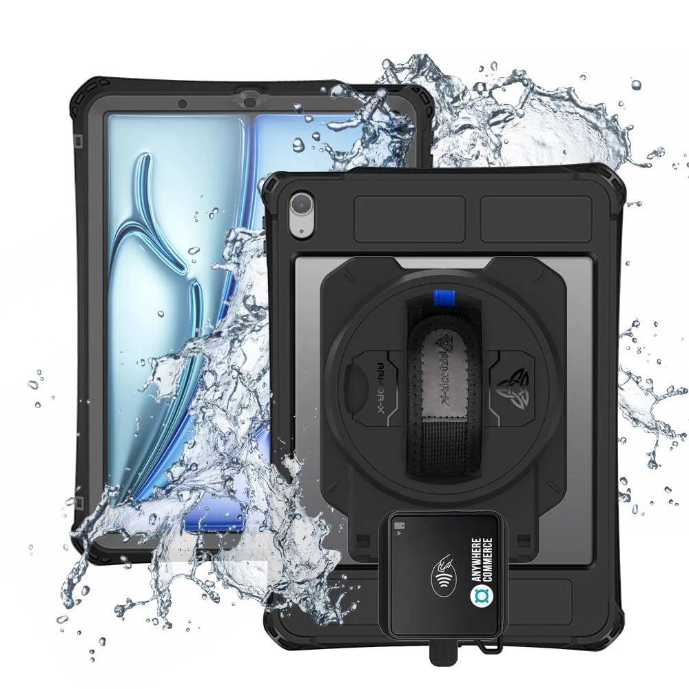 EX2-MAN-iPad-A5PN | iPad Air 11 (M2) / (M3) | IP68 Waterproof, Shock & Dust Proof Case With AnywhereCommerce Walker C3X Credit Card Reader Holder Supports Apple Pencil Pro Wireless Charging