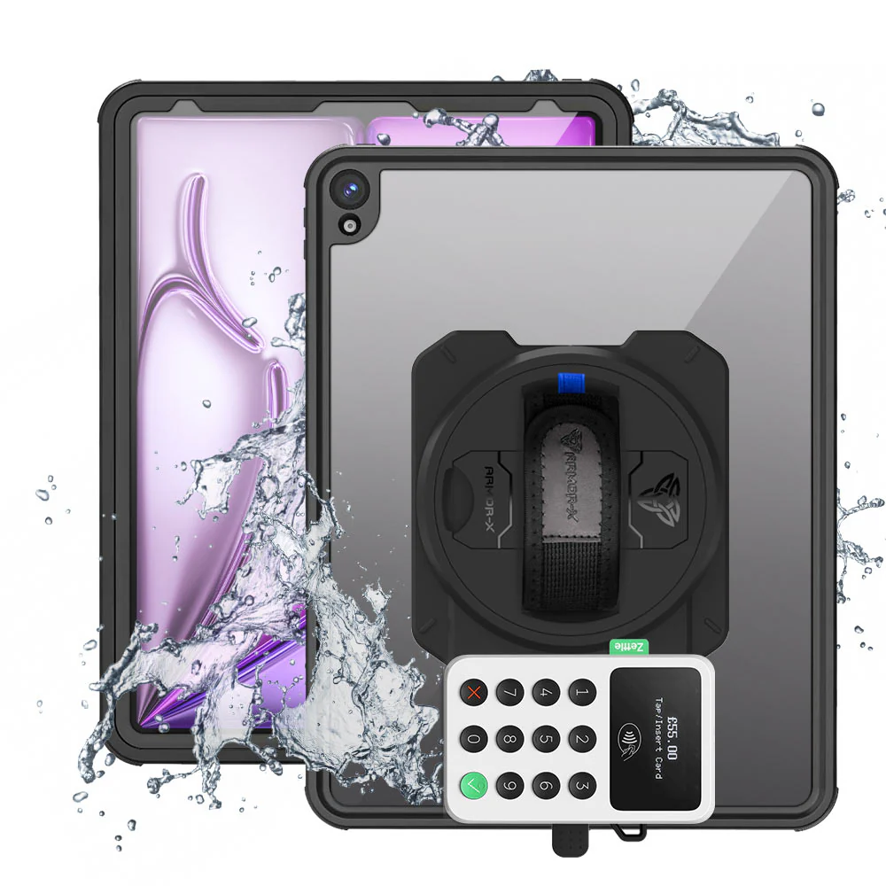 EX2-MAN-iPad-A6 | iPad Air 13 (M2) / (M3) | IP68 Waterproof, Shock & Dust Proof Case With PayPal Zettle Card Reader 2 Holder