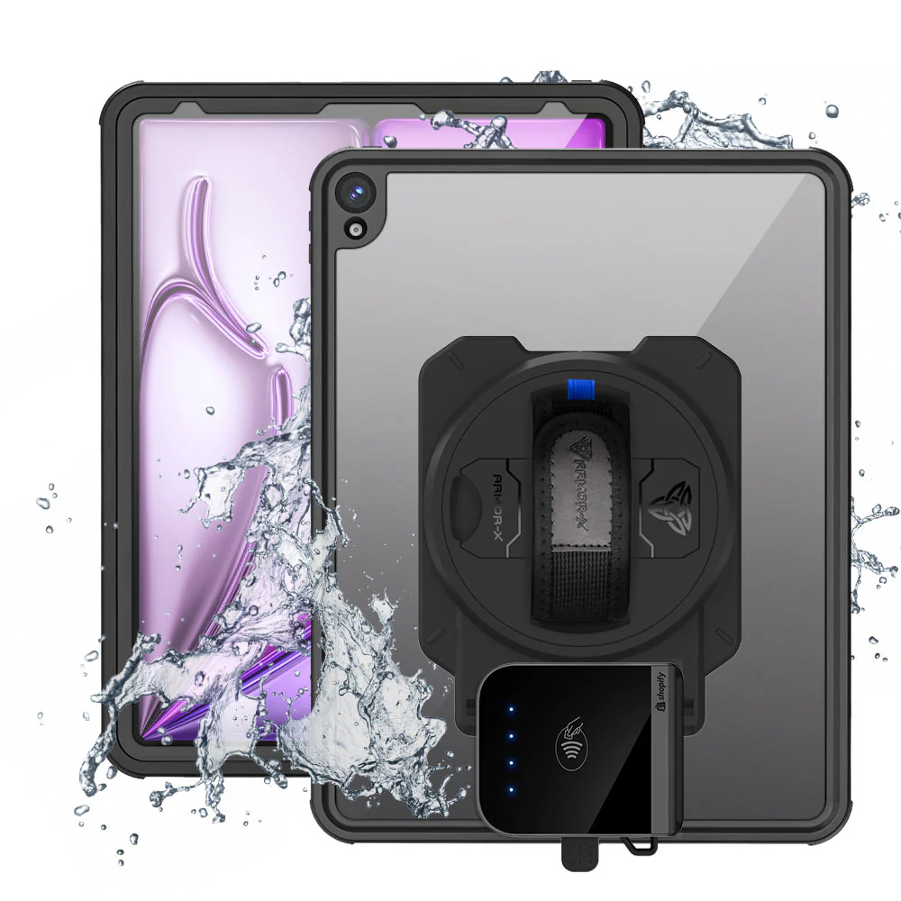 EX2-MAN-iPad-A6 | iPad Air 13 (M2) / (M3) | IP68 Waterproof, Shock & Dust Proof Case With Shopify Tap & Chip Card Reader Holder