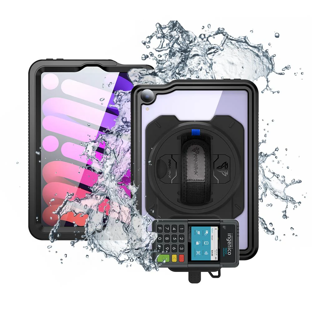 EX2-MAN-iPad-M6 | iPad mini 6 | IP68 Waterproof, Shock & Dust Proof Case With Ingenico Moby 6500 Card Reader Holder