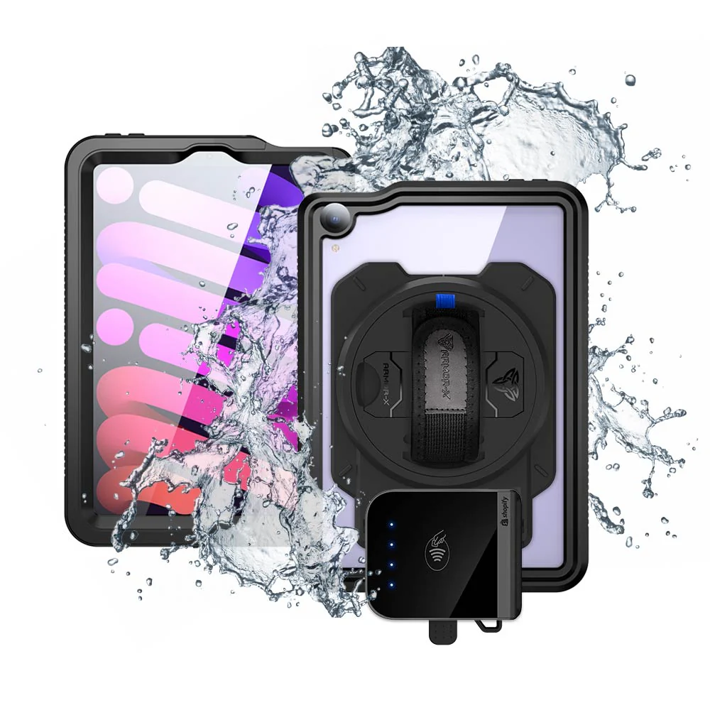 EX2-MAN-iPad-M6 | iPad mini 6 | IP68 Waterproof, Shock & Dust Proof Case With Shopify Tap & Chip Card Reader Holder