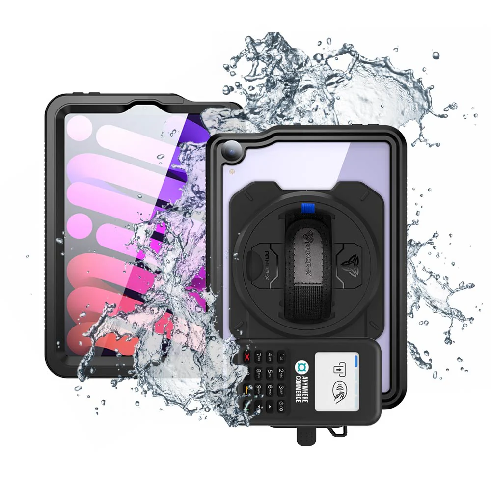EX2-MAN-iPad-M6 | iPad mini (A17 Pro) | IP68 Waterproof, Shock & Dust Proof Case With AnywhereCommerce Nomad WP3 Credit Card Reader Holder