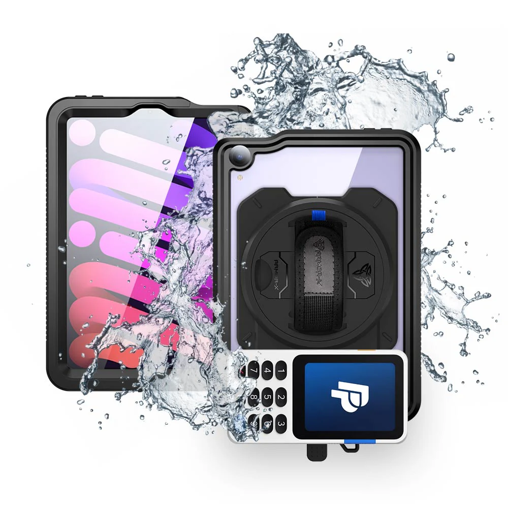 EX2-MAN-iPad-M6 | iPad mini (A17 Pro) | IP68 Waterproof, Shock & Dust Proof Case With PayPal Reader Zettle V3 Holder