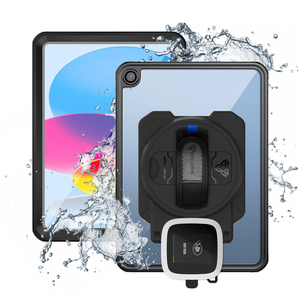 EX2-MAN-iPad-N5 | iPad 10.9 (10th Gen.) | IP68 Waterproof, Shock & Dust Proof Case With Revolut Card Reader Holder