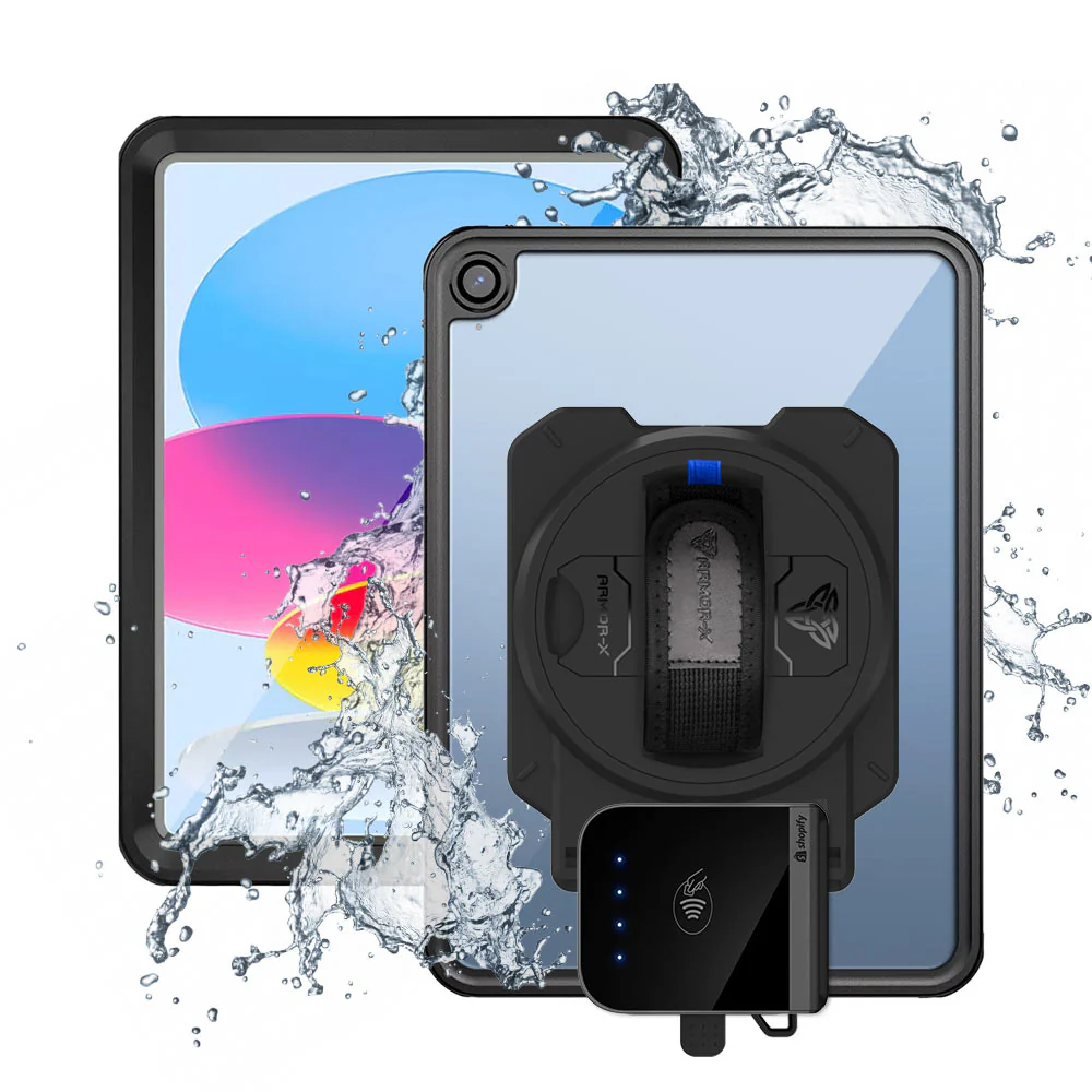 EX2-MAN-iPad-N5 | iPad 10.9 (10th Gen.) | IP68 Waterproof, Shock & Dust Proof Case With Shopify Tap & Chip Card Reader Holder