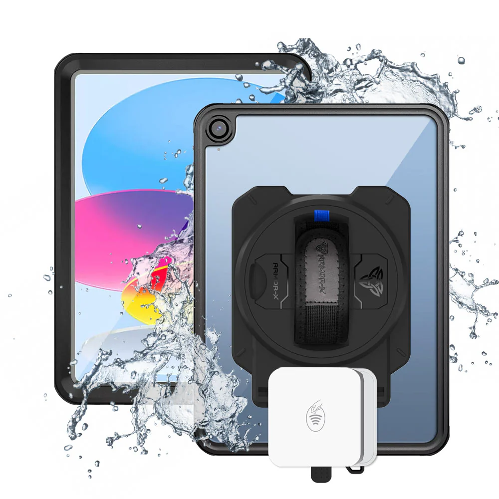 EX2-MAN-iPad-N5 | iPad 10.9 (10th Gen.) | IP68 Waterproof, Shock & Dust Proof Case With Stripe Reader M2 Card Reader Holder