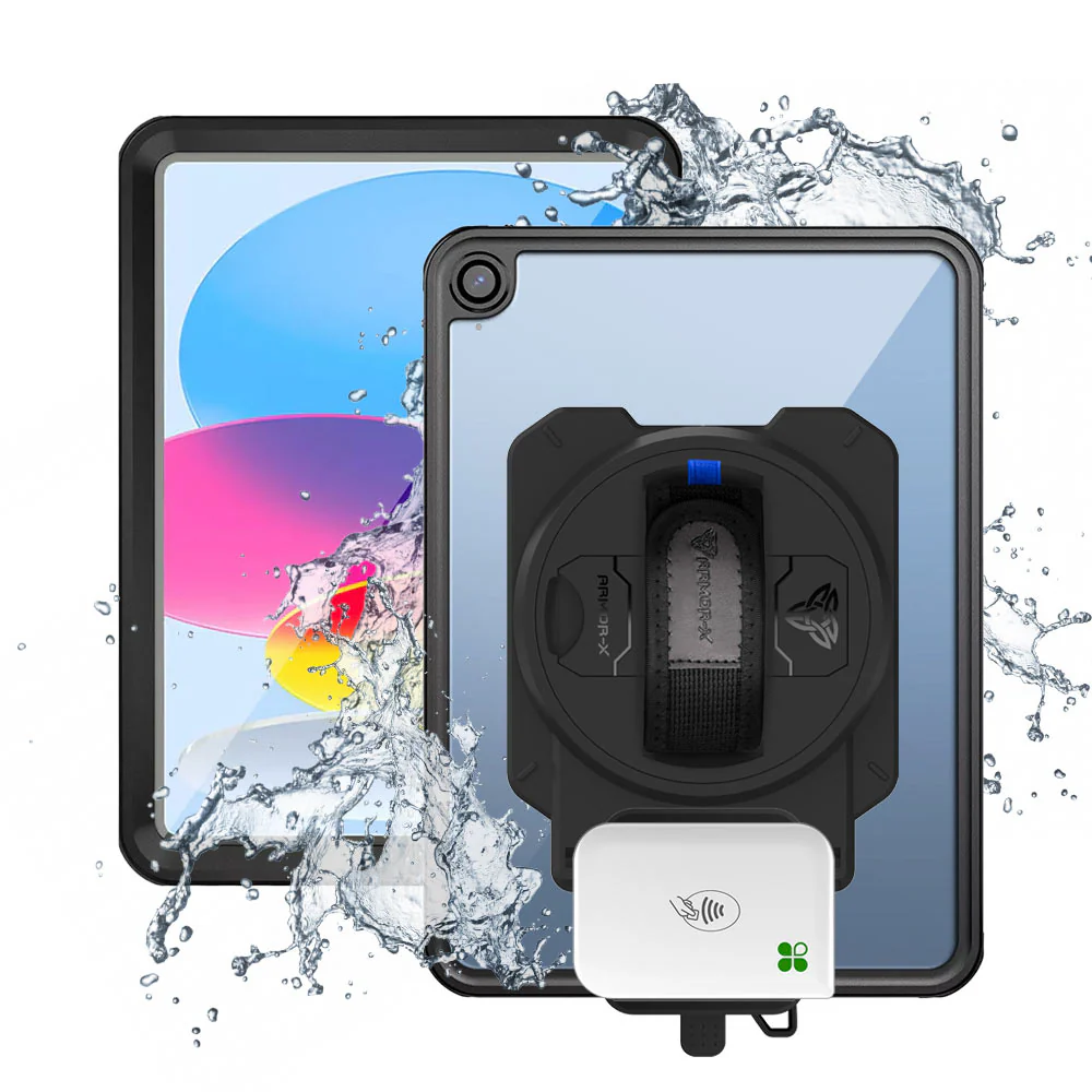 EX2-MAN-iPad-N5 | iPad 11-Inch (11th Gen / A16) | IP68 Waterproof, Shock & Dust Proof Case With Clover Go Card Reader Holder