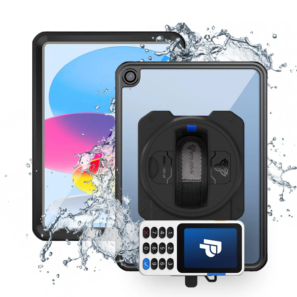 EX2-MAN-iPad-N5 | iPad 11-Inch (11th Gen / A16) | IP68 Waterproof, Shock & Dust Proof Case With PayPal Reader Zettle V3 Holder