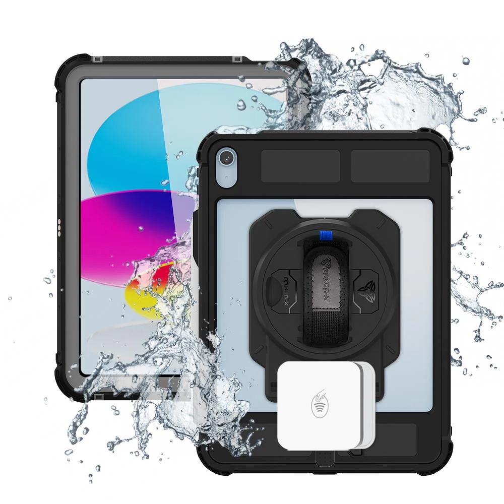 EX2-MAN-iPad-N5PN | iPad 10.9 (10th Gen.) | IP68 Waterproof, Shock & Dust Proof Case With Stripe Reader M2 Card Reader Holder & Pencil Holder