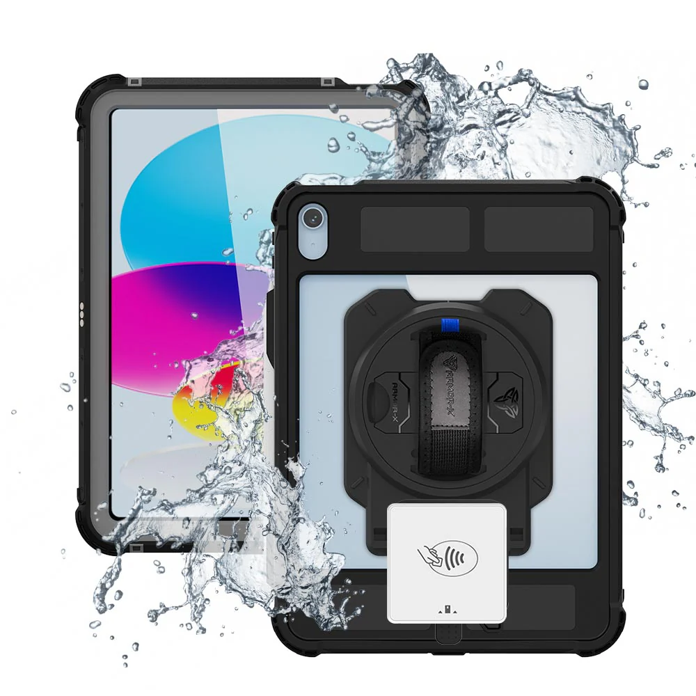 EX2-MAN-iPad-N5PN | iPad 11-Inch (11th Gen / A16) | IP68 Waterproof, Shock & Dust Proof Case With Payanywhere 3-in-1 Credit Card Reader Holder & Pencil Holder
