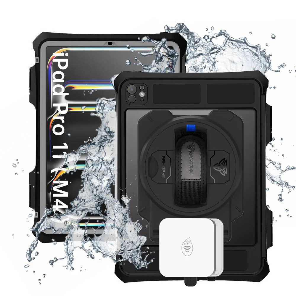 EX2-MAN-iPad-PR11PN | iPad Pro 11 (M4) / (M5) | IP68 Waterproof, Shock & Dust Proof Case With Stripe Reader M2 Card Reader Holder Supports Apple Pencil Pro Wireless Charging