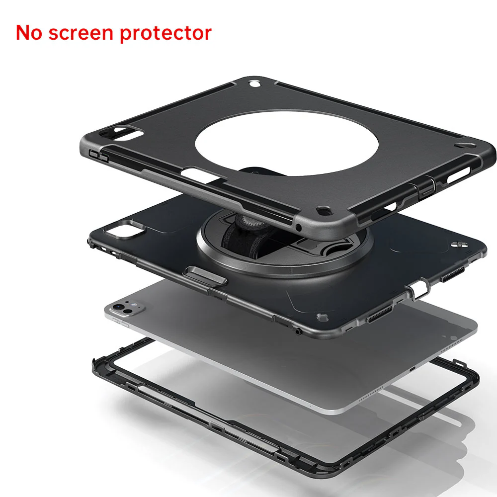 EXN-IPAD-PR11 | iPad Pro 11 (M4) / (M5) | Ultra 3 layers shockproof rugged case with hand strap & kick-stand (No screen protector) - Image 9
