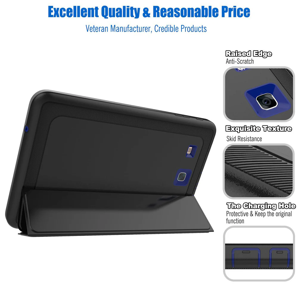 FCN-T560 | Galaxy Tab E 9.6 T560 T561 US Version | Heavy Duty Hybrid Anti Shock Case With Synthetic Leather Stand - Image 4