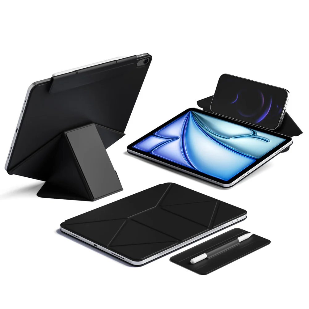 FMS-iPad-A5 | iPad Air 11 (M2) / (M3) / (M4) | Foldable Magnetic Stand Cover with Detachable Pencil Holder