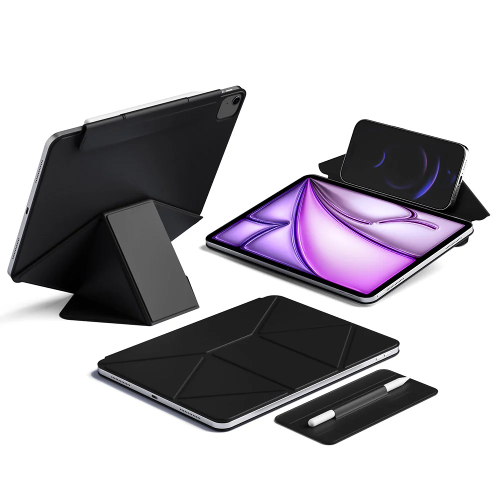 FMS-iPad-A6 | iPad Air 13 (M2) / (M3) / (M4) | Foldable Magnetic Stand Cover with Detachable Pencil Holder