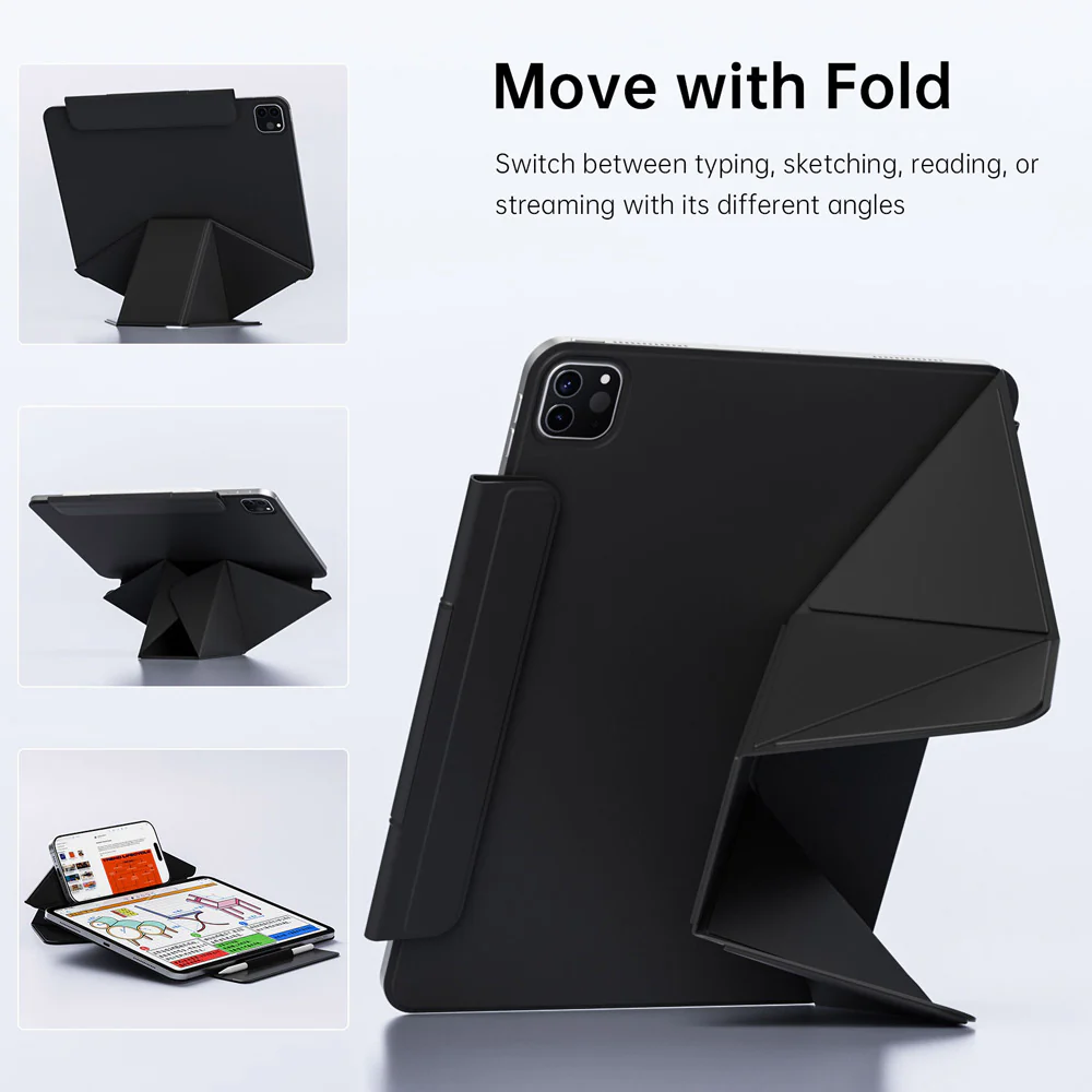 FMS-iPad-A6 | iPad Pro 12.9 ( 3rd / 4th / 5th / 6th Gen. ) 2018 / 2020 / 2021 / 2022 | Foldable Magnetic Stand Cover with Detachable Pencil Holder - Image 3