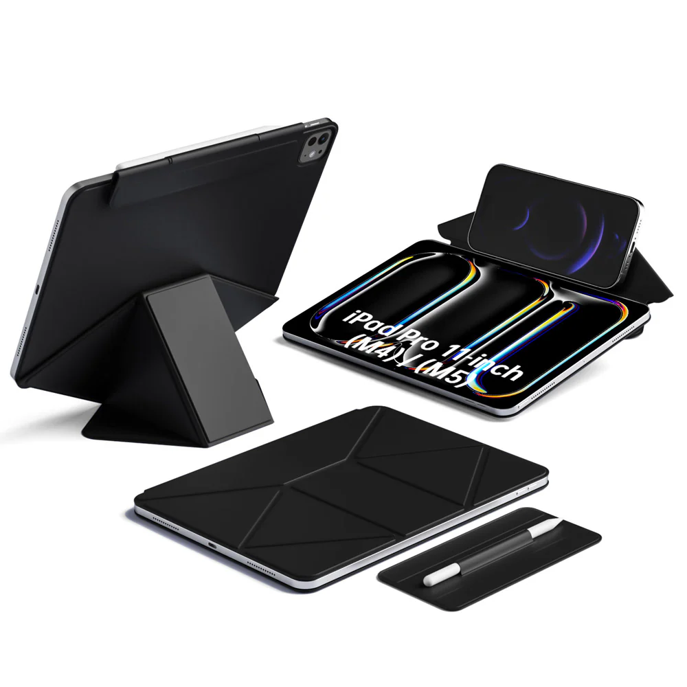 FMS-iPad-PR11 | iPad Pro 11 (M4) / (M5) | Foldable Magnetic Stand Cover with Detachable Pencil Holder