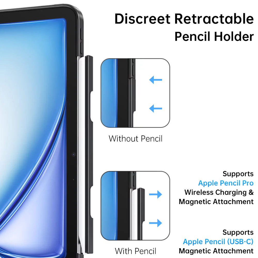 FRC-iPad-A5 | iPad Air 11 (M2) / (M3) / (M4) | Rotatable & Slidable Magnetic Cover with Multi-Fold Stand - Image 5