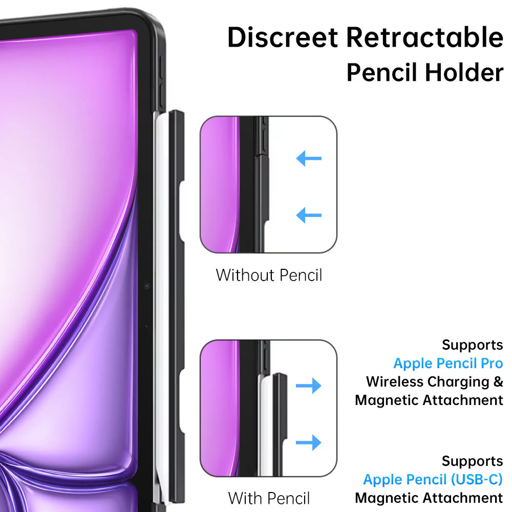 FRC-iPad-A6 | iPad Air 13 (M2) / (M3) / (M4) | Rotatable & Slidable Magnetic Cover with Multi-Fold Stand - Image 5