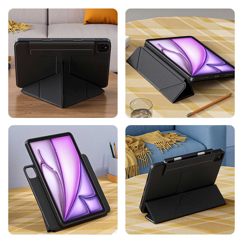 FRC-iPad-A6 | iPad Air 13 (M2) / (M3) / (M4) | Rotatable & Slidable Magnetic Cover with Multi-Fold Stand - Image 9