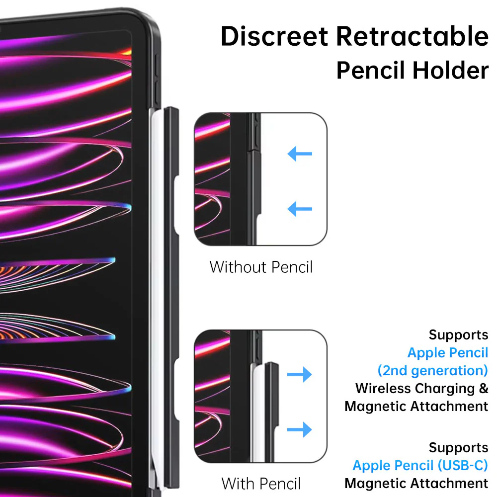 FRC-iPad-PR6 | iPad Pro 11 ( 1st / 2nd / 3rd / 4th Gen. ) 2018 / 2020 / 2021 / 2022 | Rotatable & Slidable Magnetic Cover with Multi-Fold Stand - Image 5