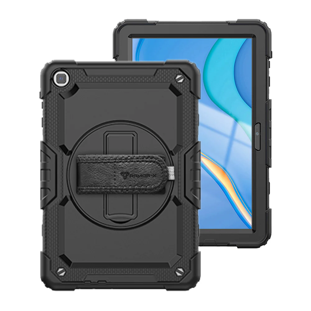 GEN-HW-T10 | Huawei MatePad T 10 9.7" / MatePad T 10S 10.1" | Rainproof military grade rugged case with hand strap and kick-stand
