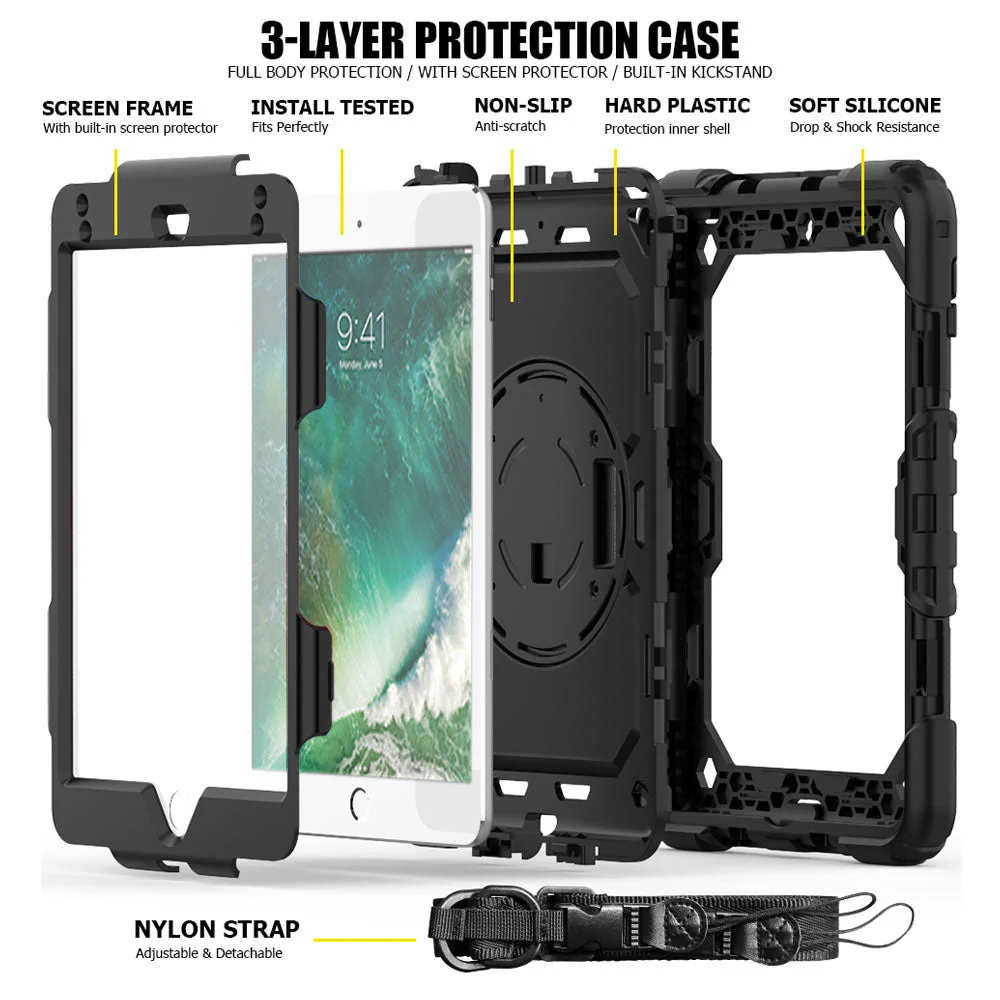 GEN-iPad-A2 | iPad Air 2 | Rainproof military grade rugged case with hand strap and kick-stand - Image 9