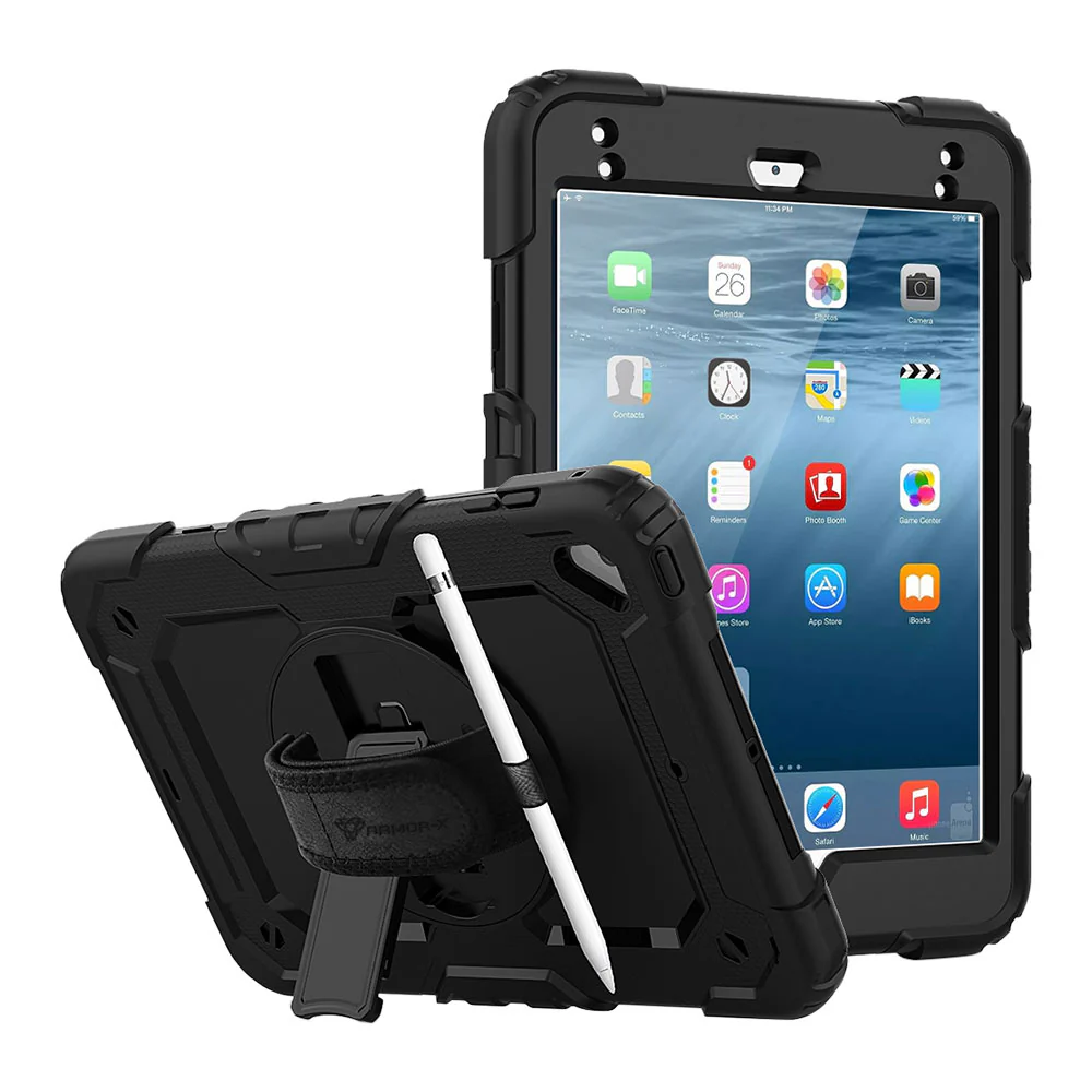 GEN-iPad-M5 | iPad mini 5 / mini 4 | Rainproof military grade rugged case with hand strap and kick-stand