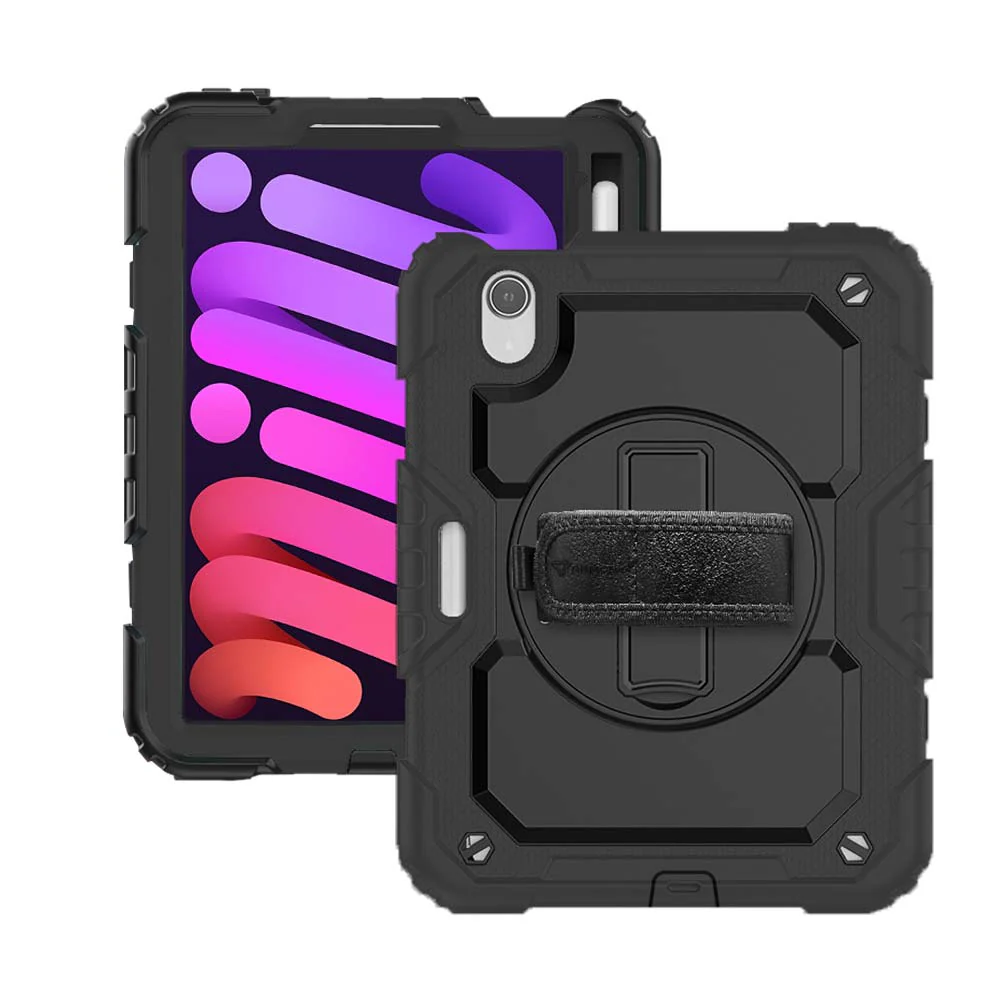 GEN-iPad-M6 | iPad mini (A17 Pro) | Rainproof military grade rugged case with hand strap and kick-stand