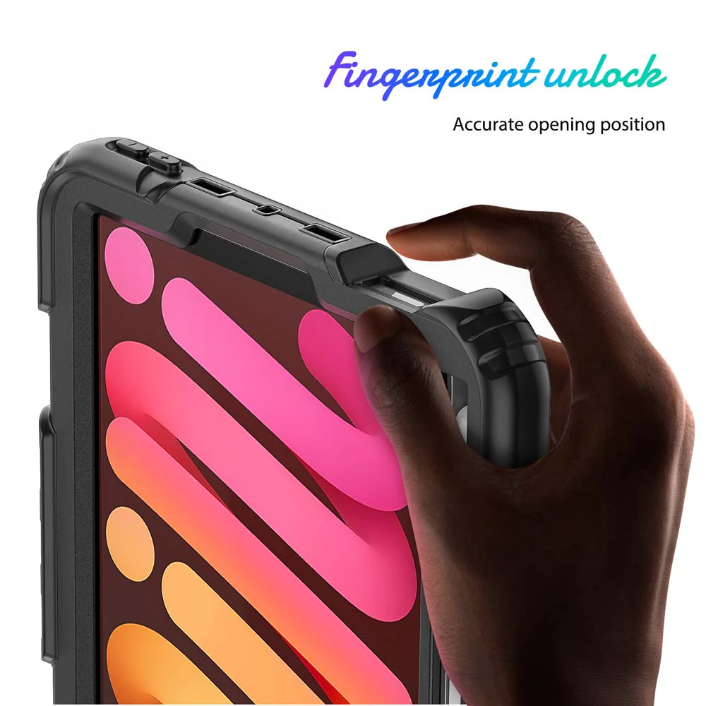GEN-iPad-M6 | iPad mini (A17 Pro) | Rainproof military grade rugged case with hand strap and kick-stand - Image 9