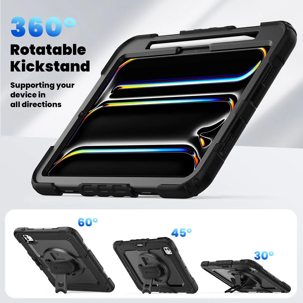 GEN-iPad-PR10 | iPad Pro 13 (M4) / (M5) | Rainproof military grade rugged case with hand strap and kick-stand - Image 10