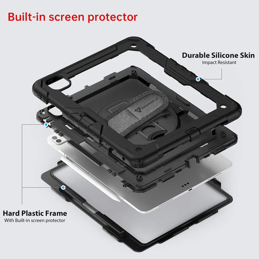 GEN-iPad-PR10 | iPad Pro 13 (M4) / (M5) | Rainproof military grade rugged case with hand strap and kick-stand - Image 8