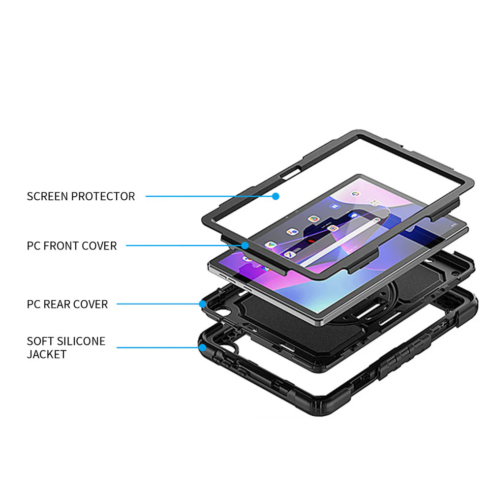 GEN-LN-M10-V3 | Lenovo Tab M10 ( Gen3 ) TB328 | Rainproof military grade rugged case with hand strap and kick-stand - Image 11