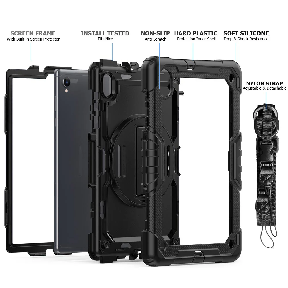 GEN-LN-M10PL | Lenovo Tab M10 Plus TB-X606 | Rainproof military grade rugged case with hand strap and kick-stand - Image 10