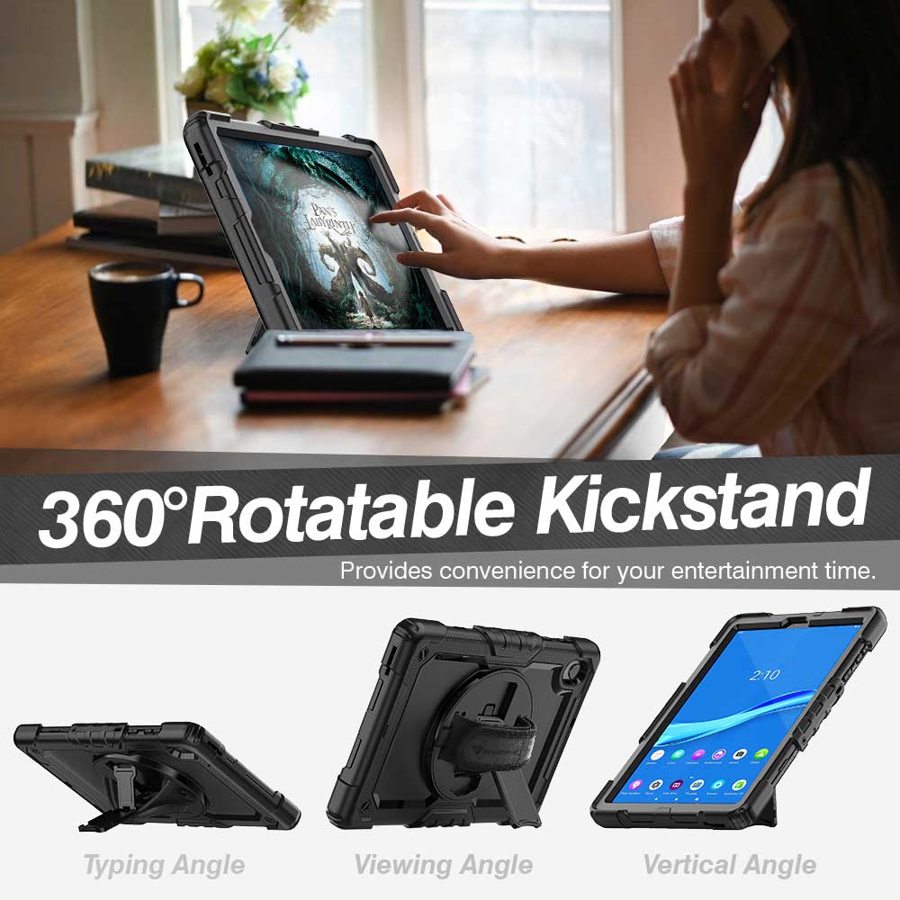 GEN-LN-M10PL | Lenovo Tab M10 Plus TB-X606 | Rainproof military grade rugged case with hand strap and kick-stand - Image 11