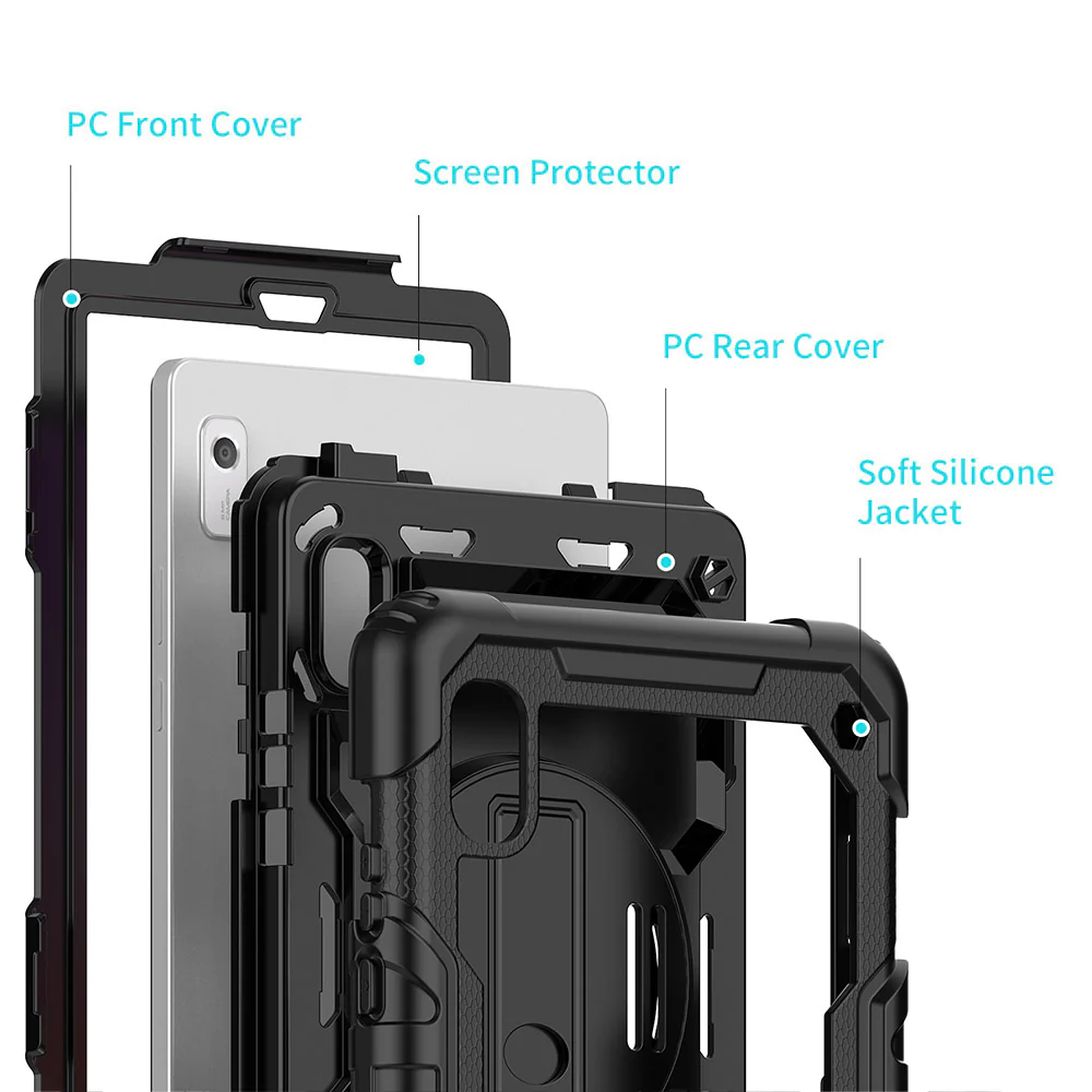 GEN-LN-M9 | Lenovo Tab M9 TB310 | Rainproof military grade rugged case with hand strap and kick-stand - Image 9