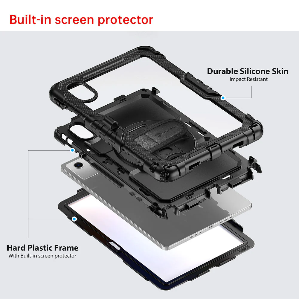 GEN-LN-TB336 | Lenovo Tab K11 (Gen 2) / Lenovo Idea Tab ( 11" TB336 ) | Rainproof military grade rugged case with hand strap and kick-stand - Image 9