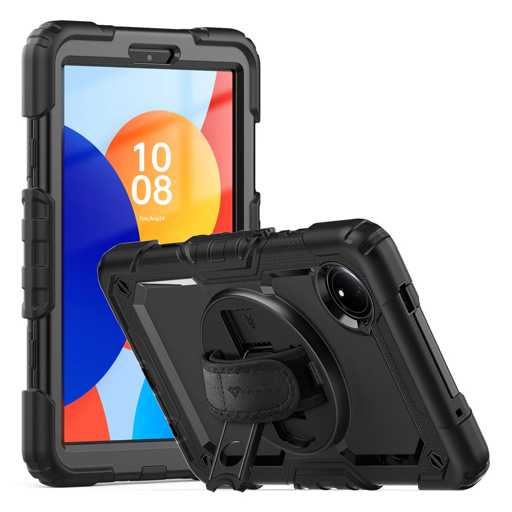 GEN-Mi-RMPSE-8.7 | Xiaomi Redmi Pad SE 8.7 / Redmi Pad SE 8.7 4G | Rainproof military grade rugged case with hand strap and kick-stand